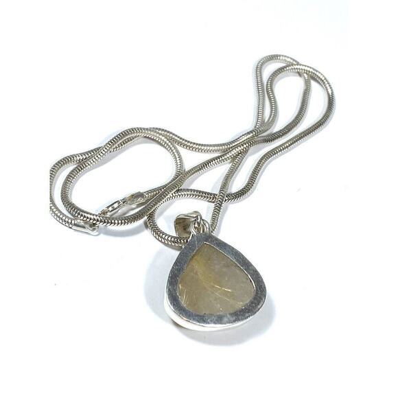 Rutilated Quartz 925 Sterling Silver Teardrop Shaped Pendant Necklace 21” 24.08g - Picture 8 of 16
